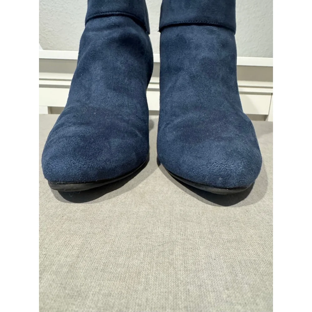Women's FIONI Blue Vegan Faux Suede Ankle Boots & Booties Size 10